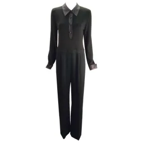 1980s Valentino Miss V Black Sweater Knit Jumpsuit