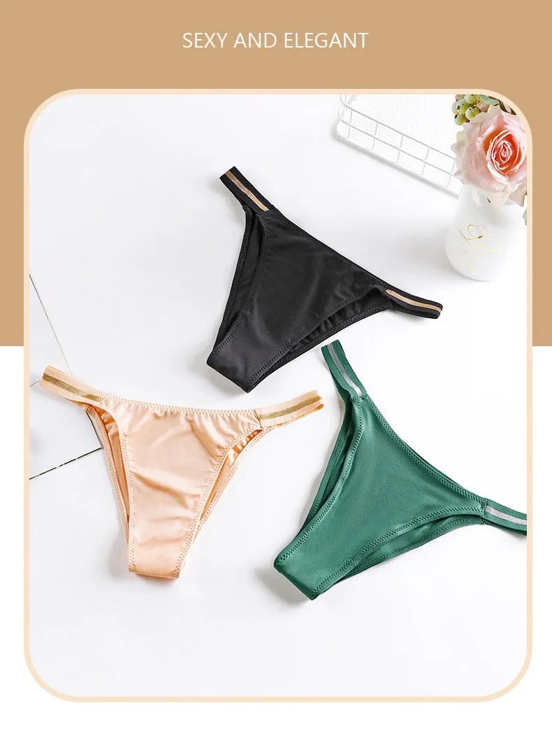 3 Pack Thongs Panties Bikini G-String Seamless Underwear Low Waist Briefs Underpants Lingerie