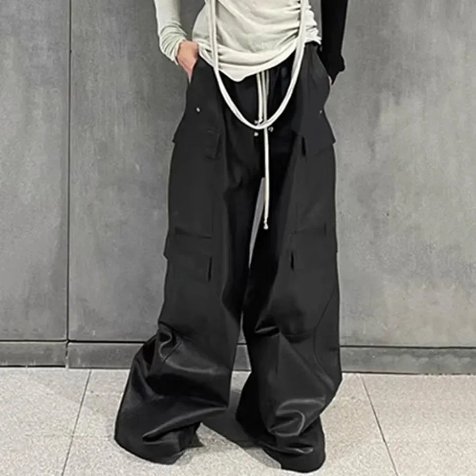 Aidase Baggy Cargo Pants RO Style Luxury Designer Loose Straight Pants Men Black Pants Multi Pockets Fashion Pants Trousers