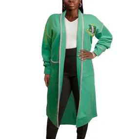 AKA Alpha Kappa Alpha Cardigan Sorority Large Green Long Duster Cardigan