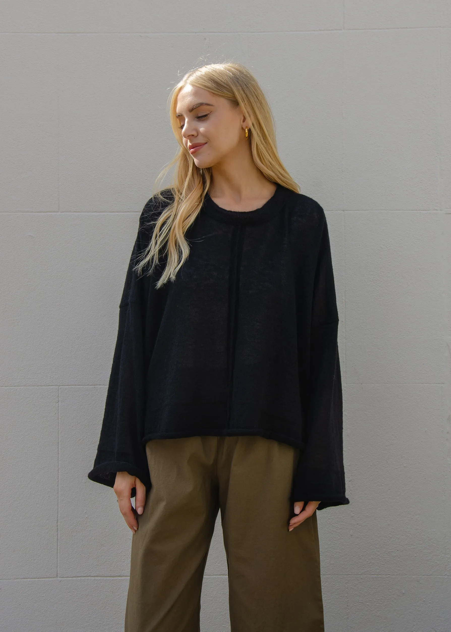 Alex Crop Sweater | Black