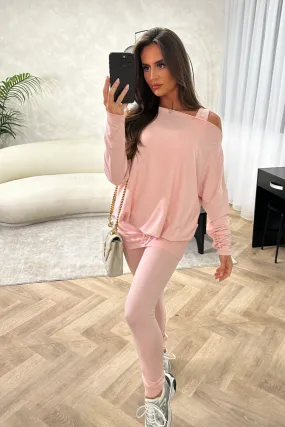 Ariel baby pink bat sleeve vest three piece loungewear set