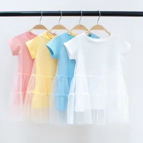 Baby Dress Summer Wholesale  Children's Clothing New Korean Girls Princess Dress Short Sleeved Gauzy Dress One Piece Dropshipping