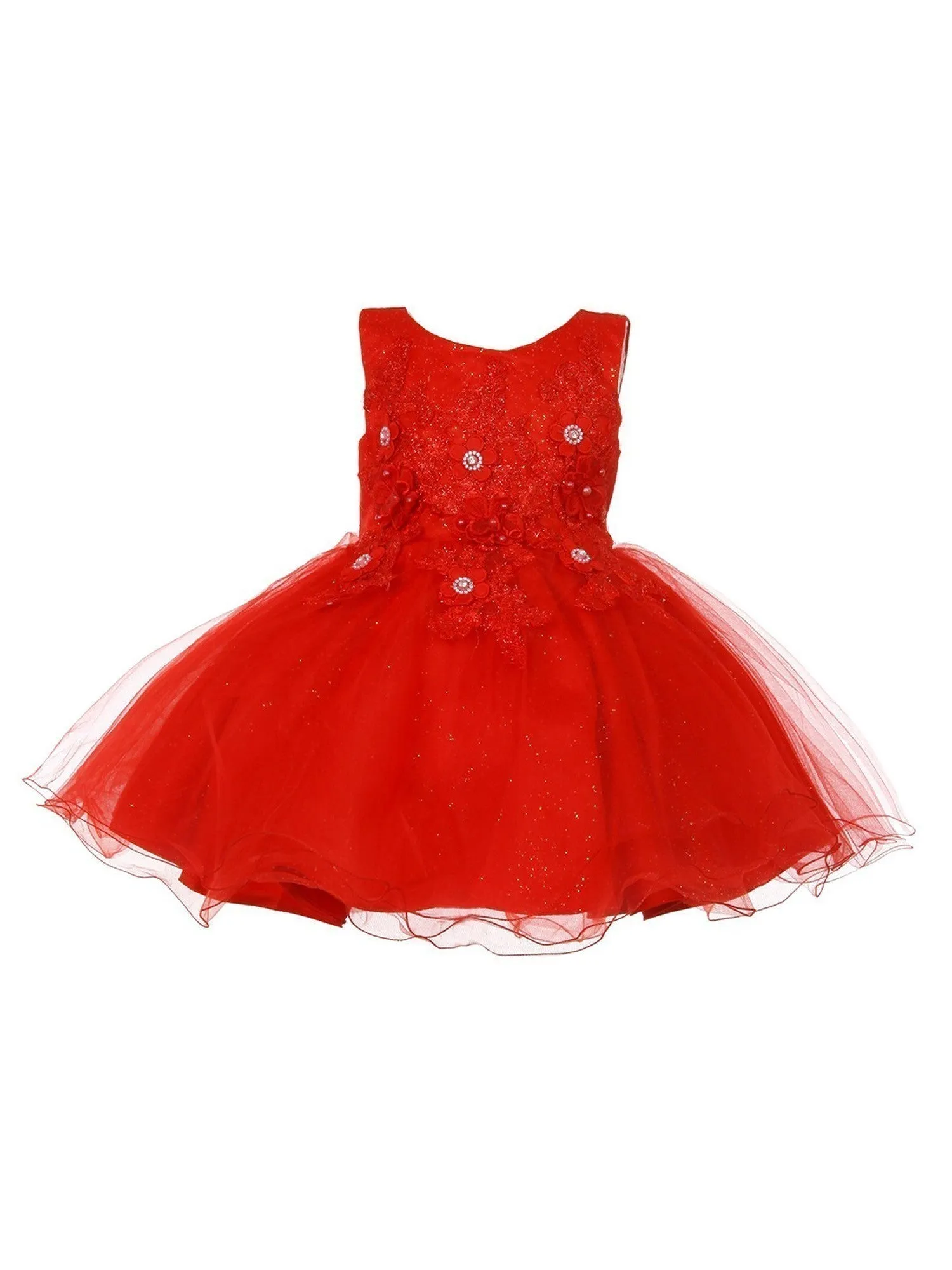 Baby Girls Floral Applique Lace Tulle Flower Girl Dress, Sizes 3-24 Months