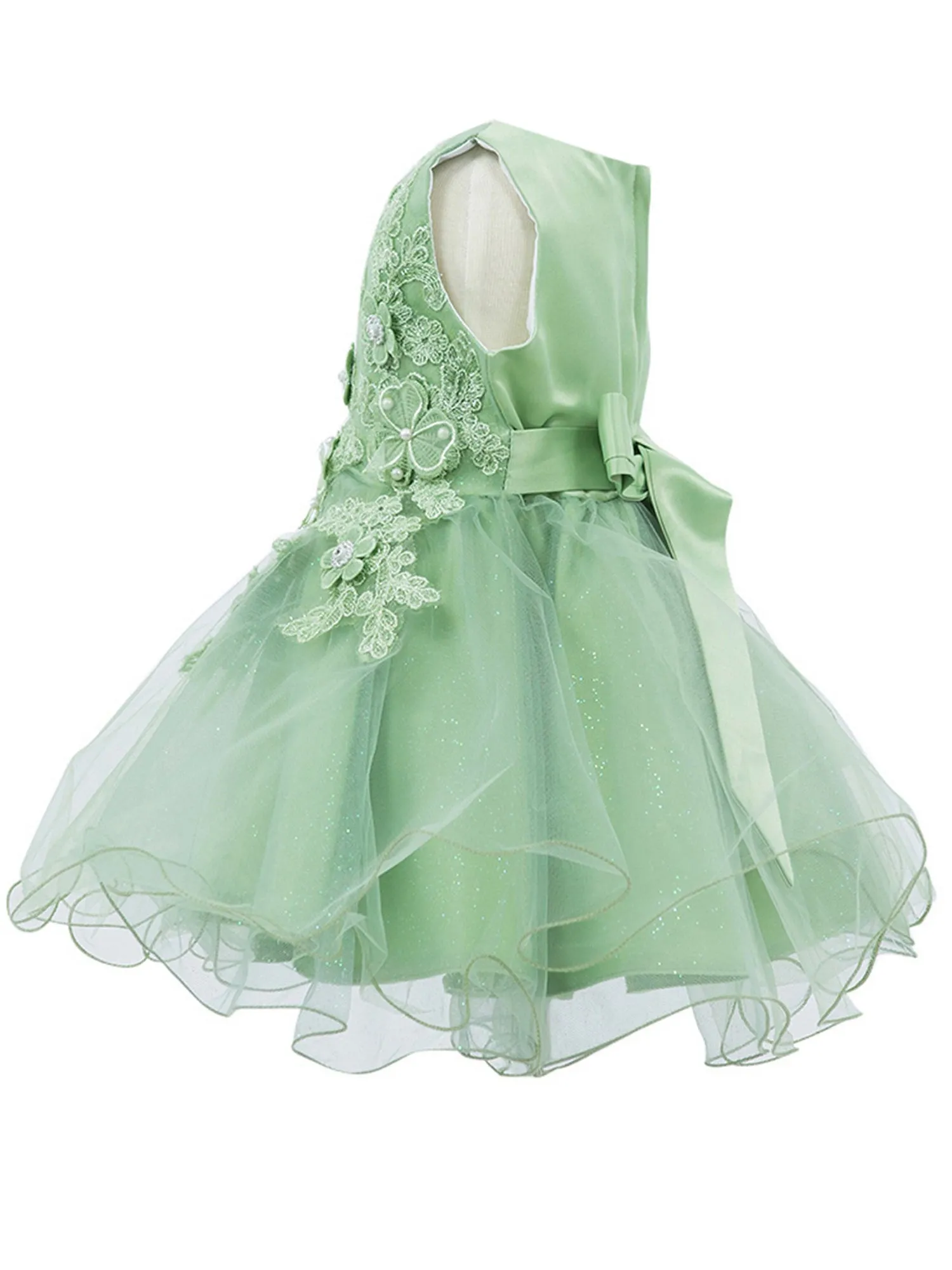 Baby Girls Floral Applique Lace Tulle Flower Girl Dress, Sizes 3-24 Months