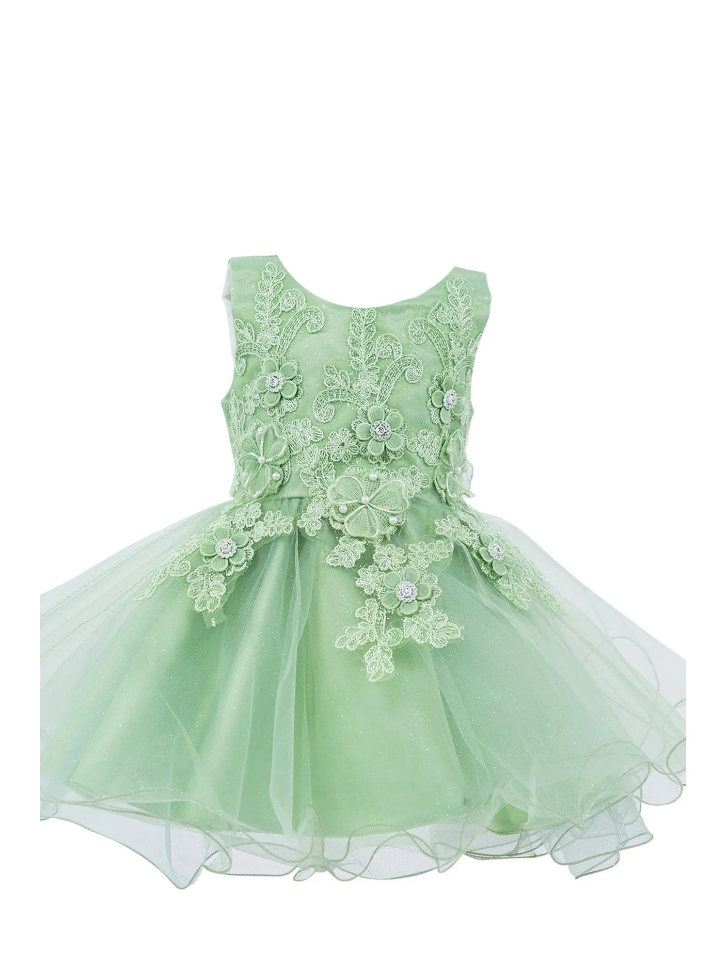 Baby Girls Floral Applique Lace Tulle Flower Girl Dress, Sizes 3-24 Months