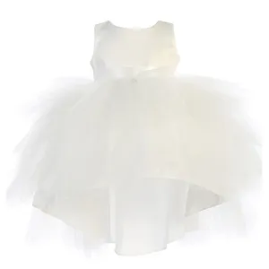 Baby Girls Ivory Hi-Low Multi Level Ruffle Tutu Flower Girl Dress 6-24M