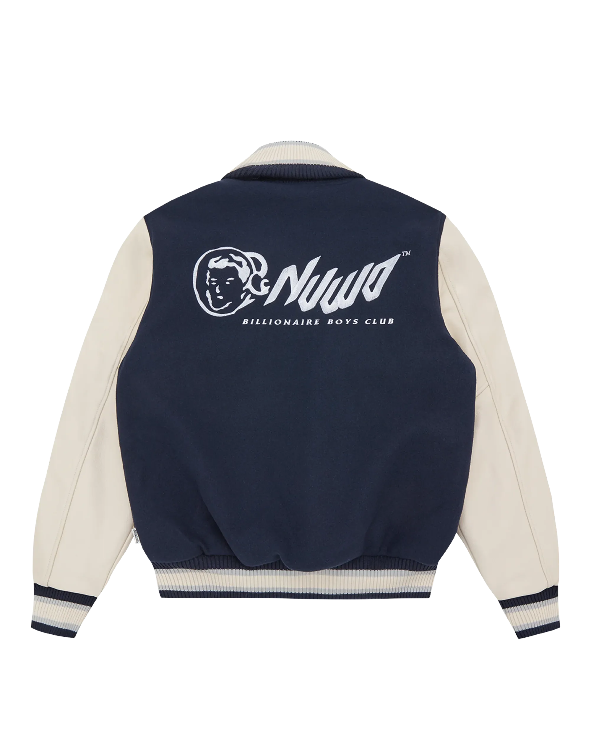 BBC X Nuwo Leather Sleeve Varsity Jacket