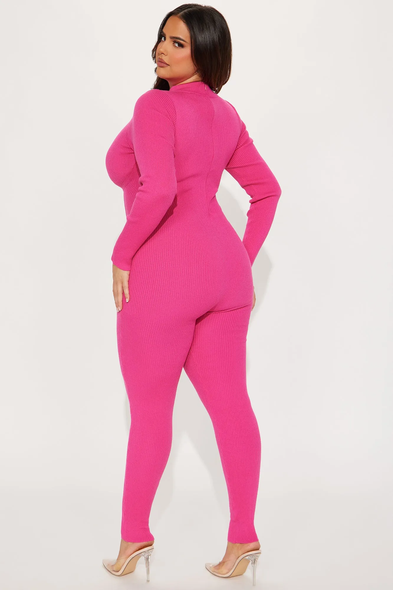 Before I Go Sweater Jumpsuit - Fuchsia