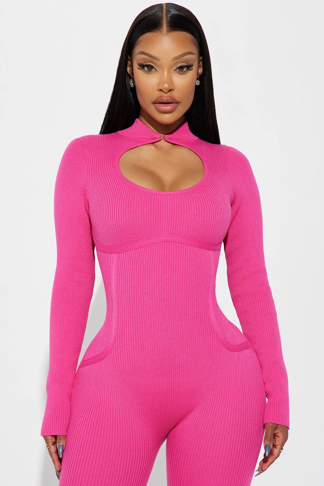 Before I Go Sweater Jumpsuit - Fuchsia