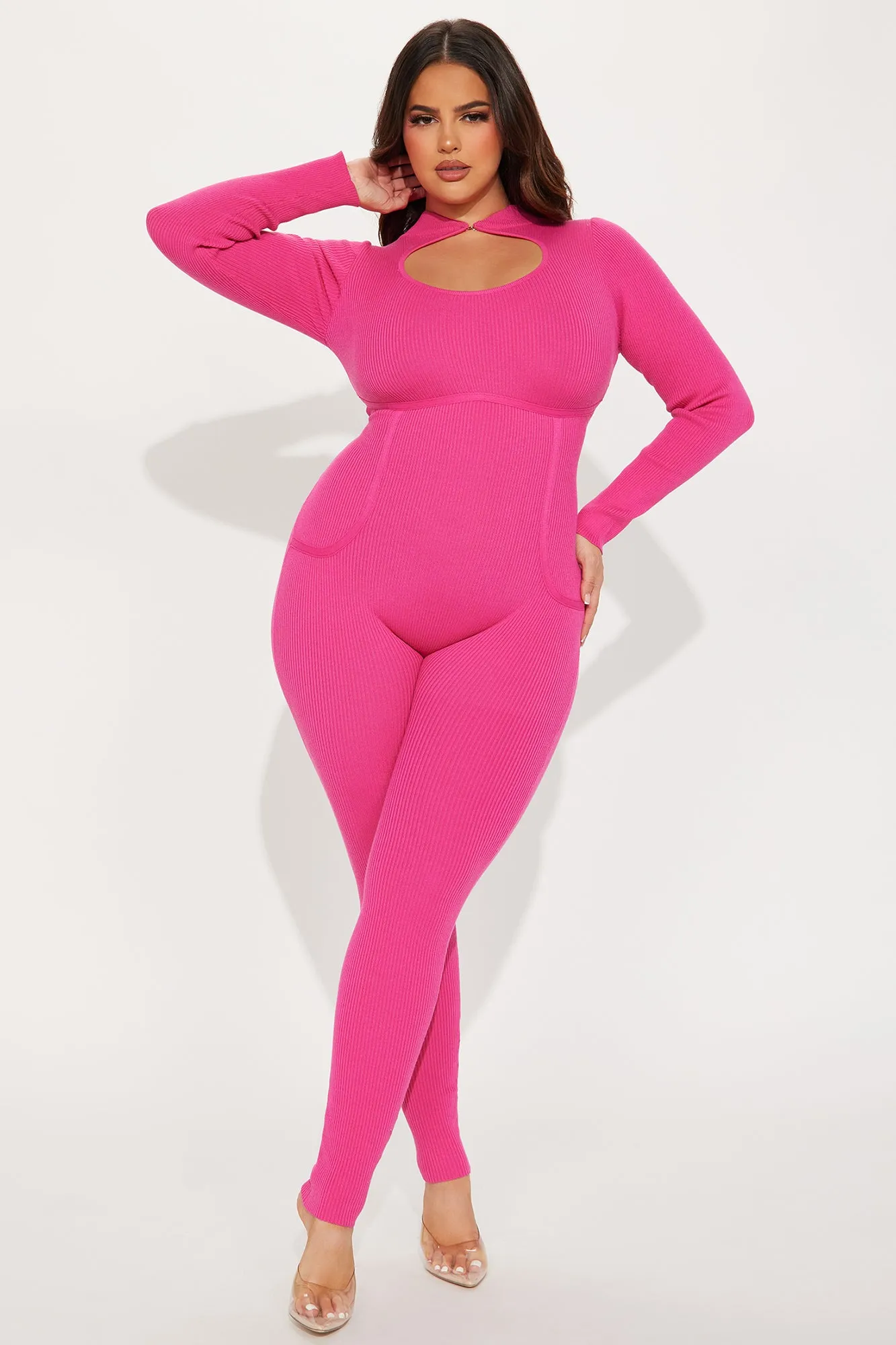 Before I Go Sweater Jumpsuit - Fuchsia