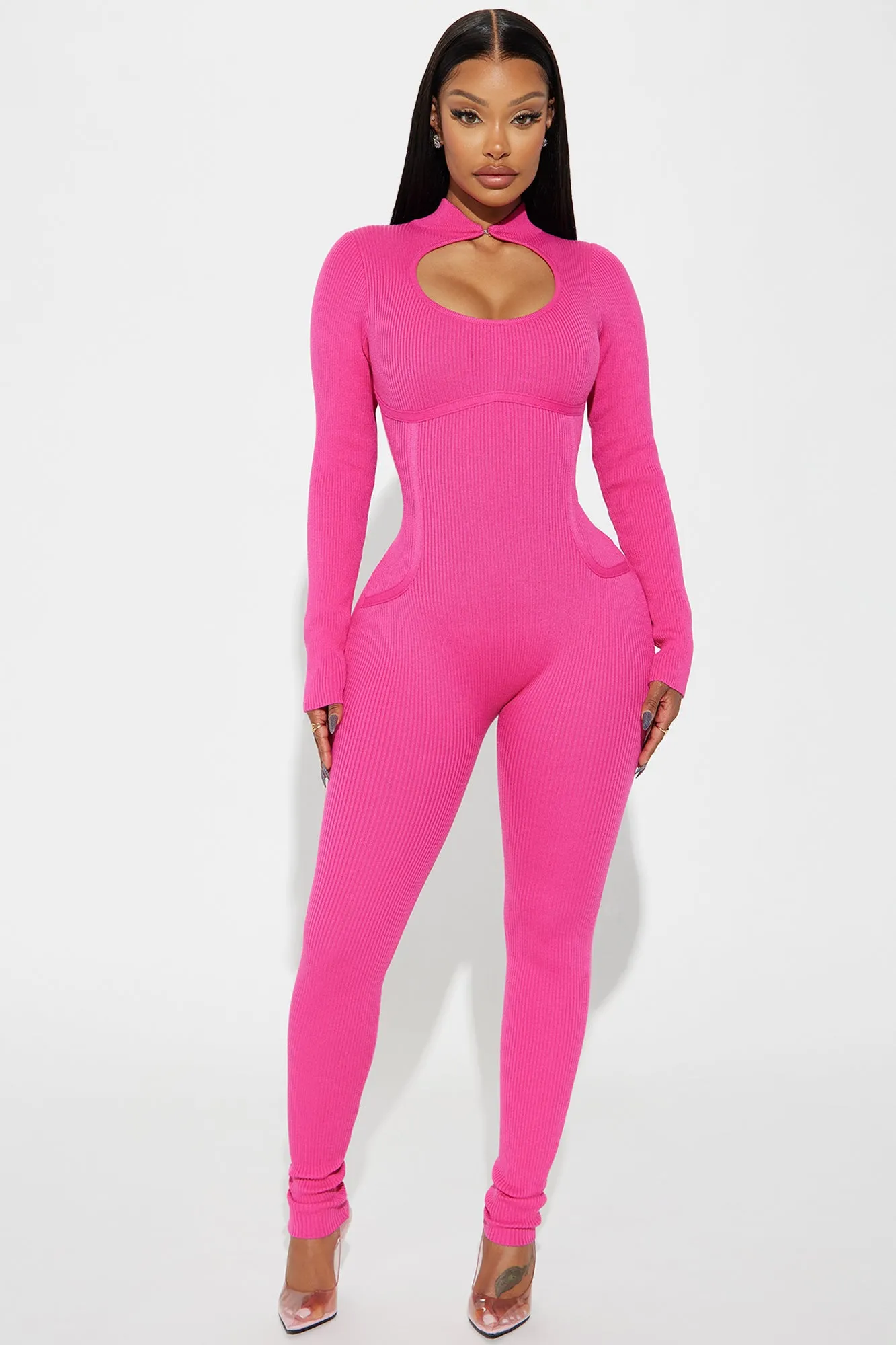 Before I Go Sweater Jumpsuit - Fuchsia