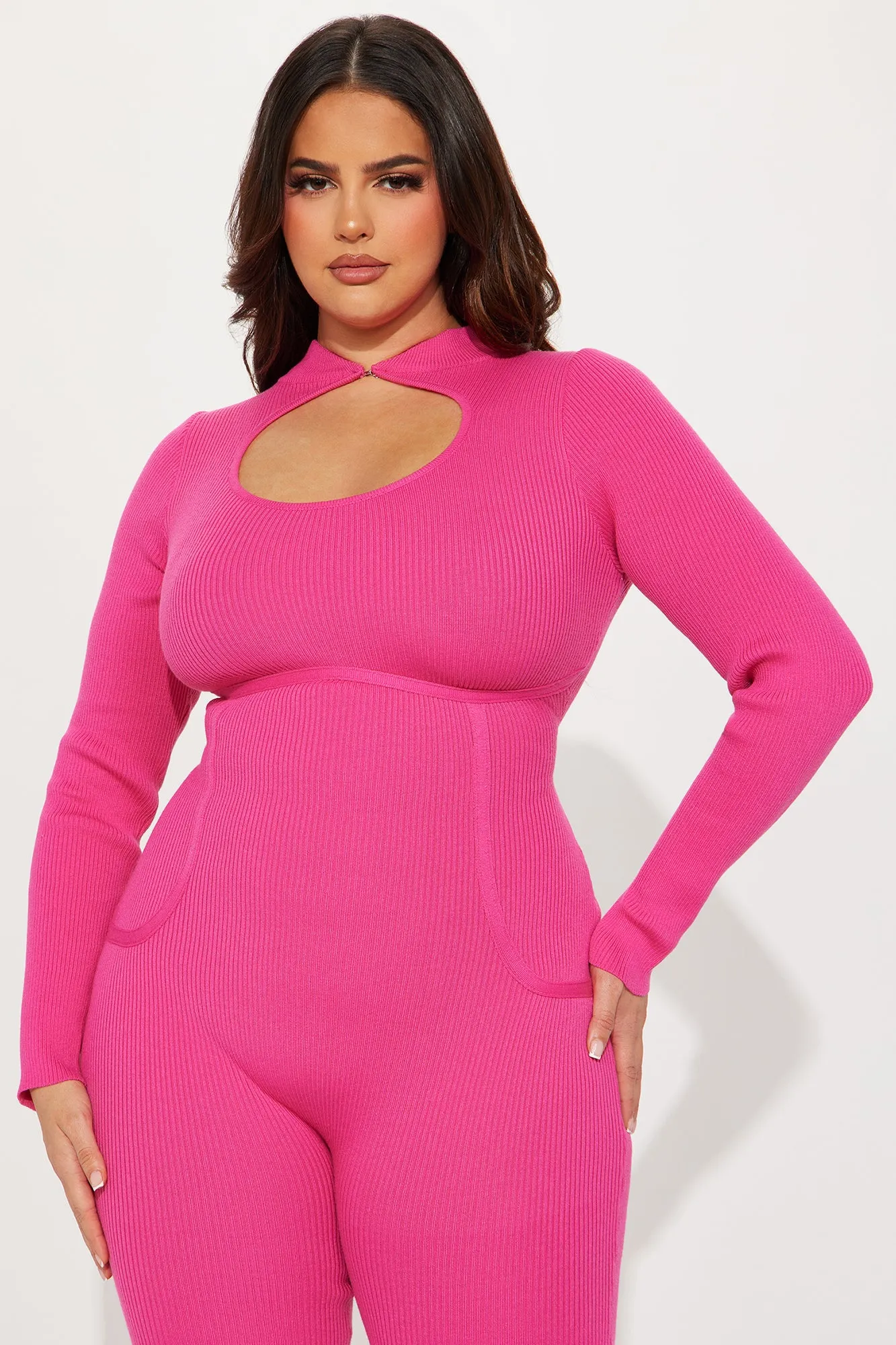 Before I Go Sweater Jumpsuit - Fuchsia