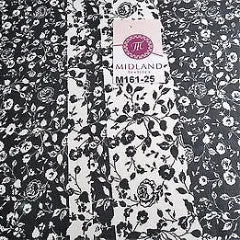 Black and white floral Vertical Striped Chiffon Fabric 44" wide M161-25 Mtex