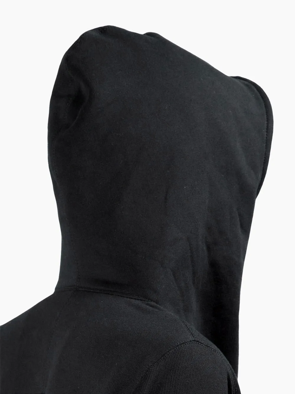 Black Assimetric Zip Collar Comb / Fleece Hood Sweatshirt Hoodie Dark