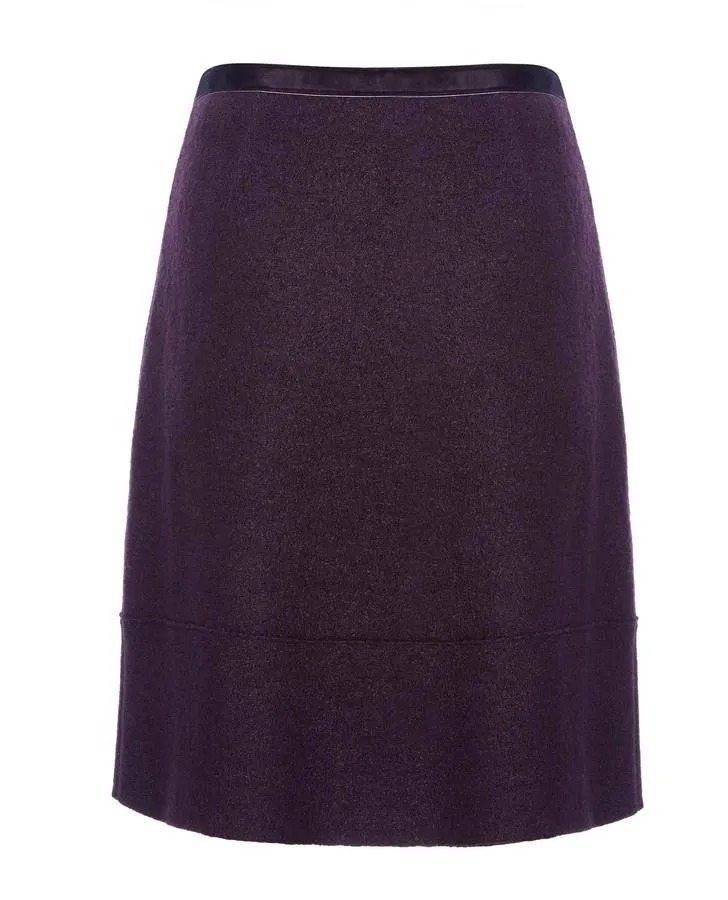 Bordeaux Boiled Wool Knee Length Skirt