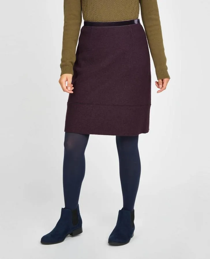 Bordeaux Boiled Wool Knee Length Skirt