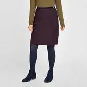 Bordeaux Boiled Wool Knee Length Skirt