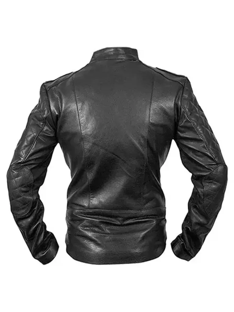 Cafe Racer Quilted Style Genuine Leather Jacket