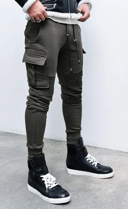 Cargo Mens Slim Cuffed Biker Jogger Terry Cotton Sweatpants-BB255