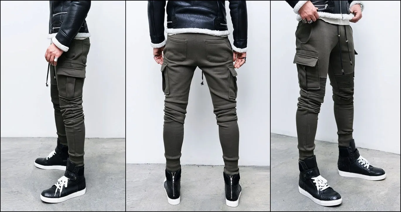 Cargo Mens Slim Cuffed Biker Jogger Terry Cotton Sweatpants-BB255