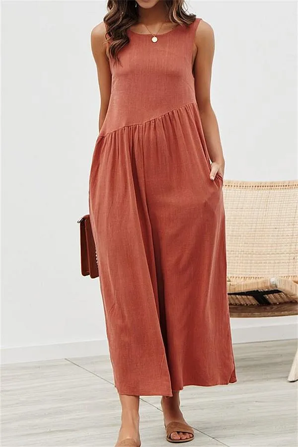 Casual Vest Wide Leg Jumpsuit - Armygreen