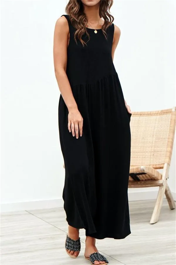 Casual Vest Wide Leg Jumpsuit - Armygreen