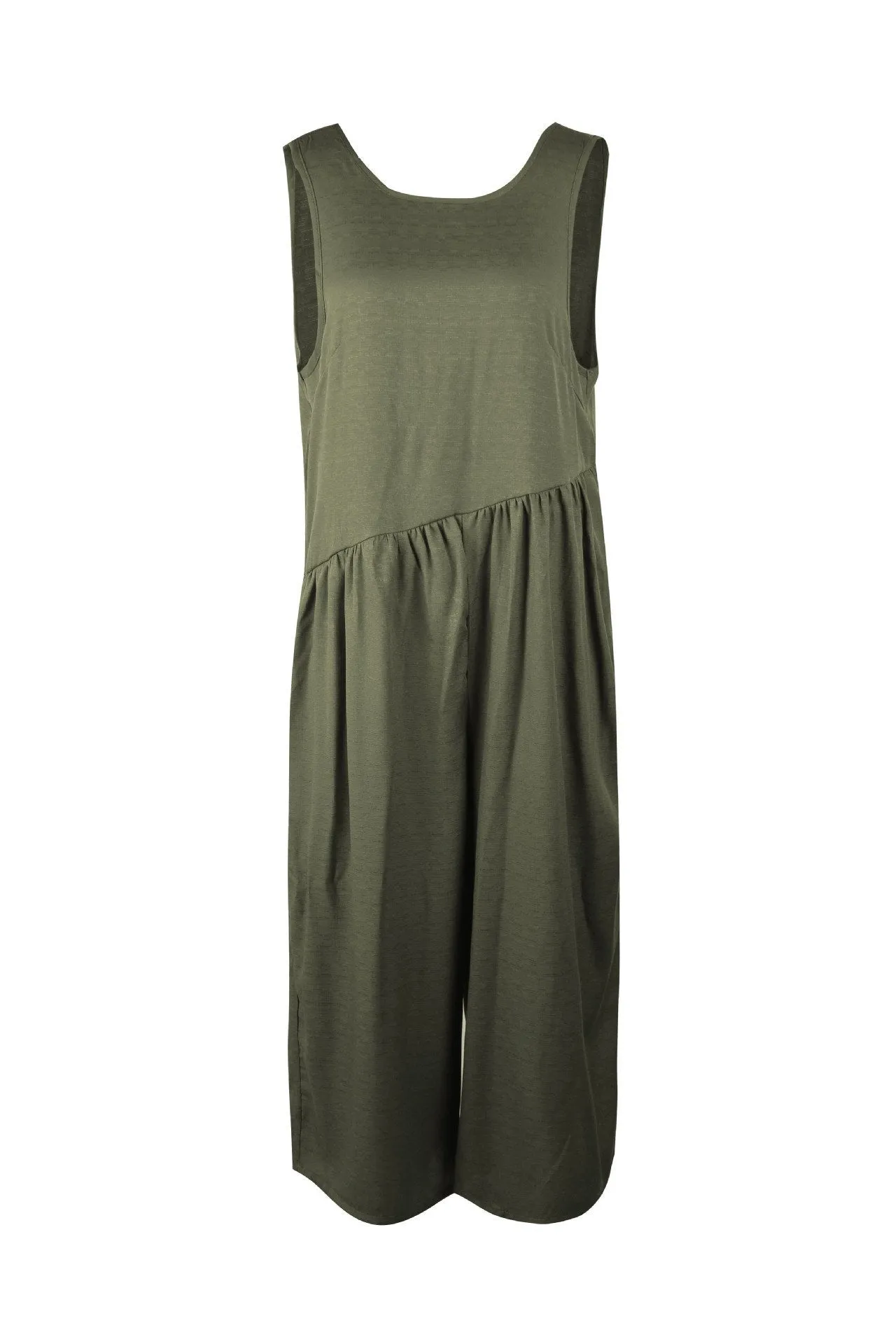 Casual Vest Wide Leg Jumpsuit - Armygreen