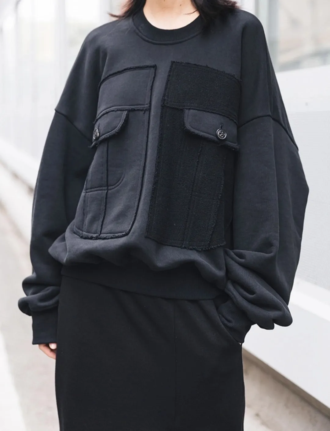 Chest Pocket Oversized Sweatshirt