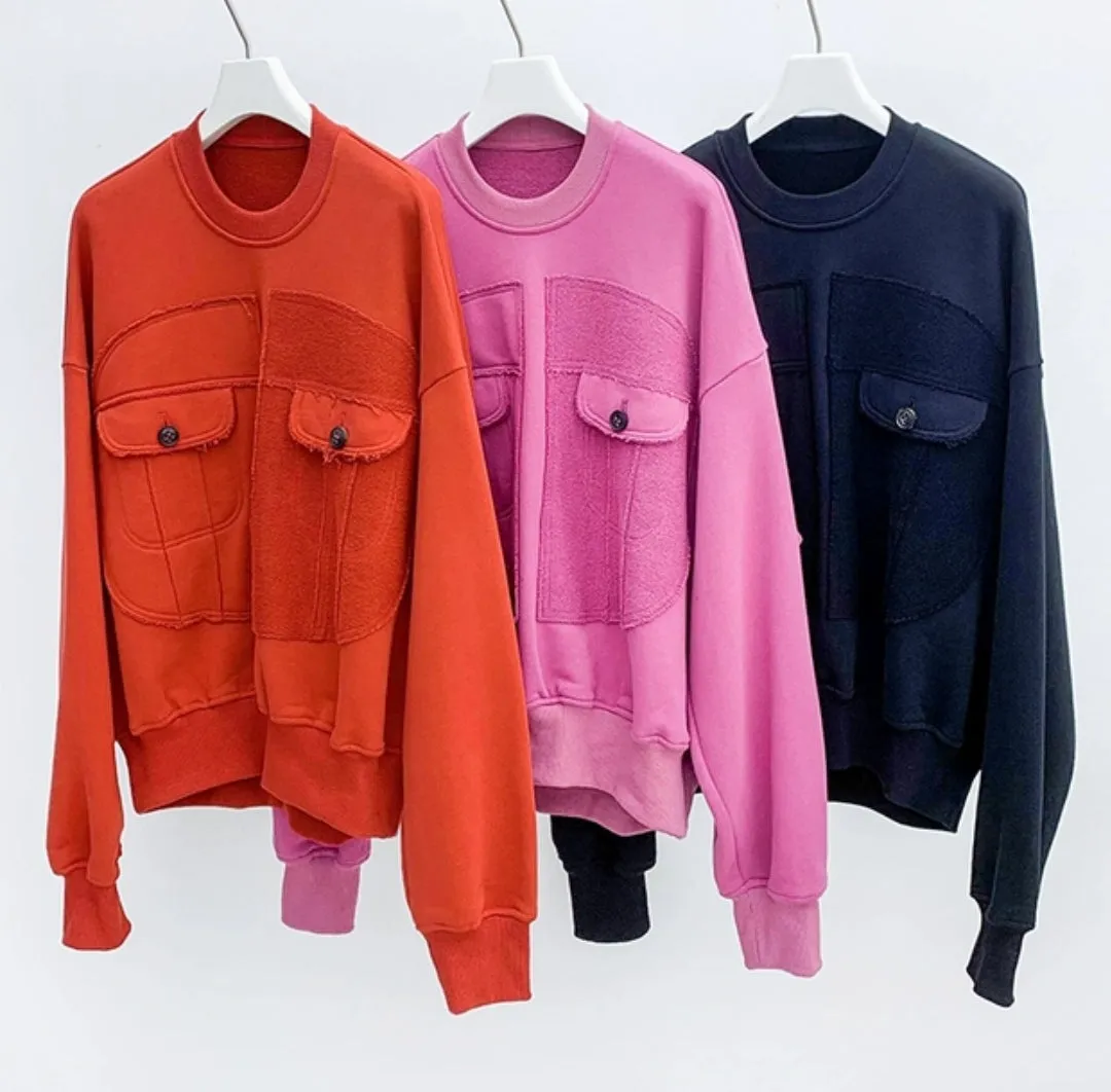 Chest Pocket Oversized Sweatshirt