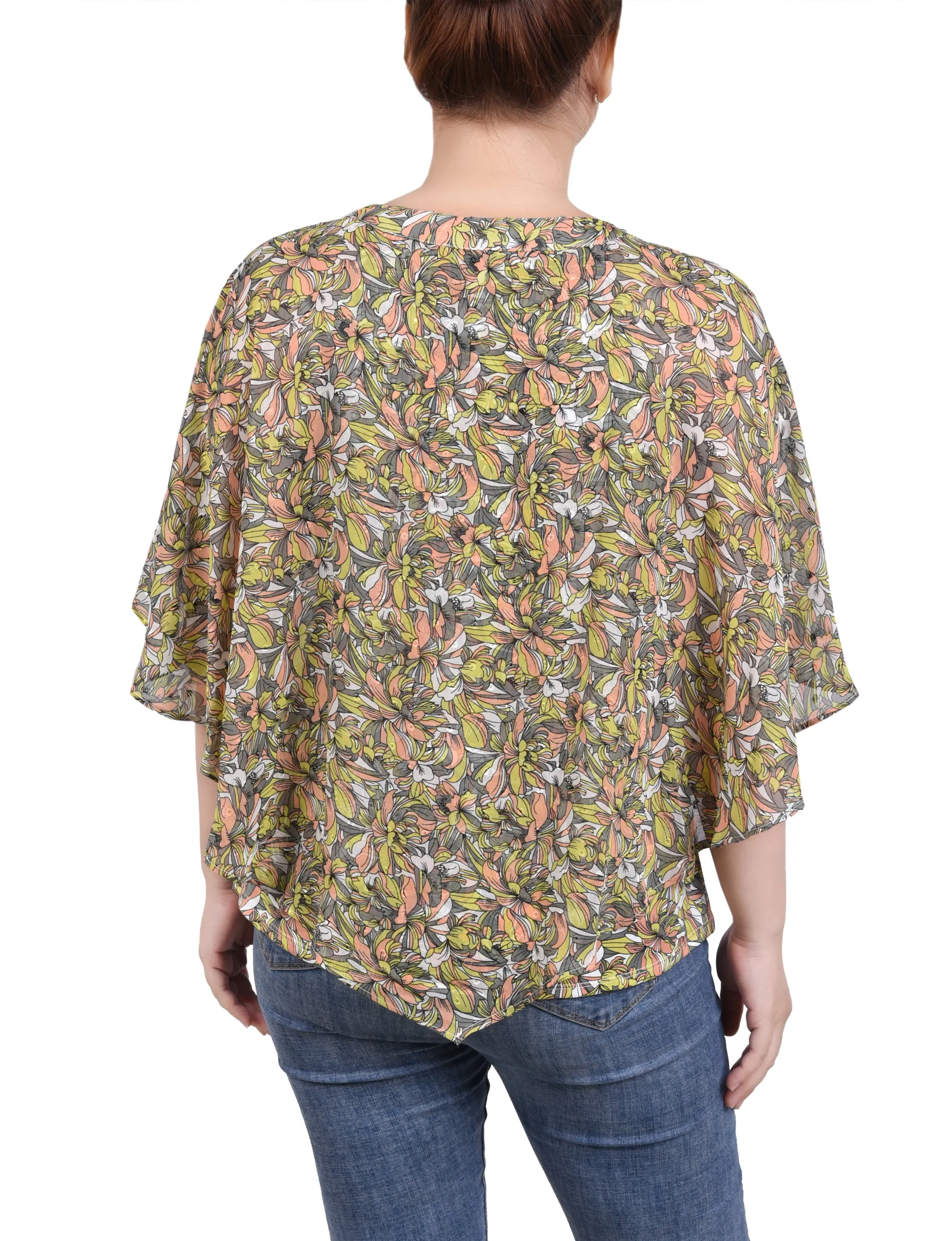 Chiffon Poncho Top With Ring