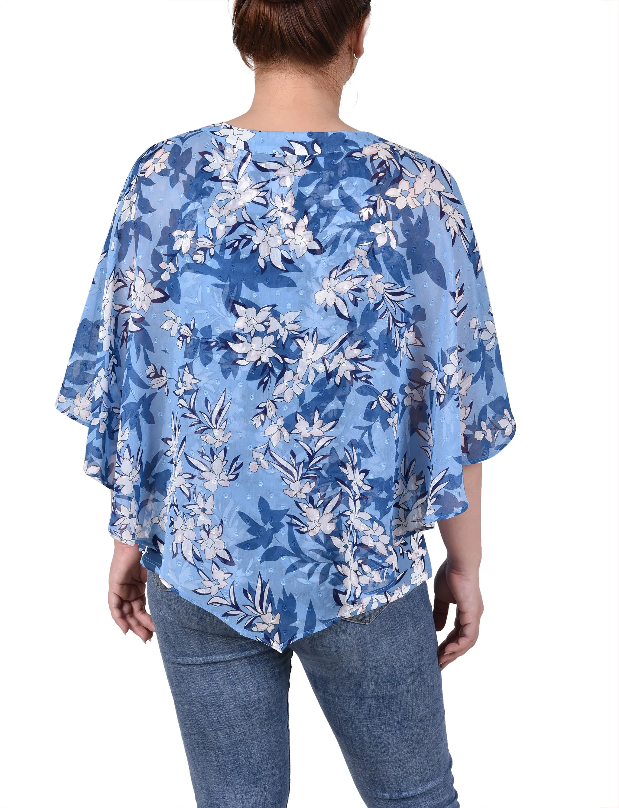 Chiffon Poncho Top With Ring