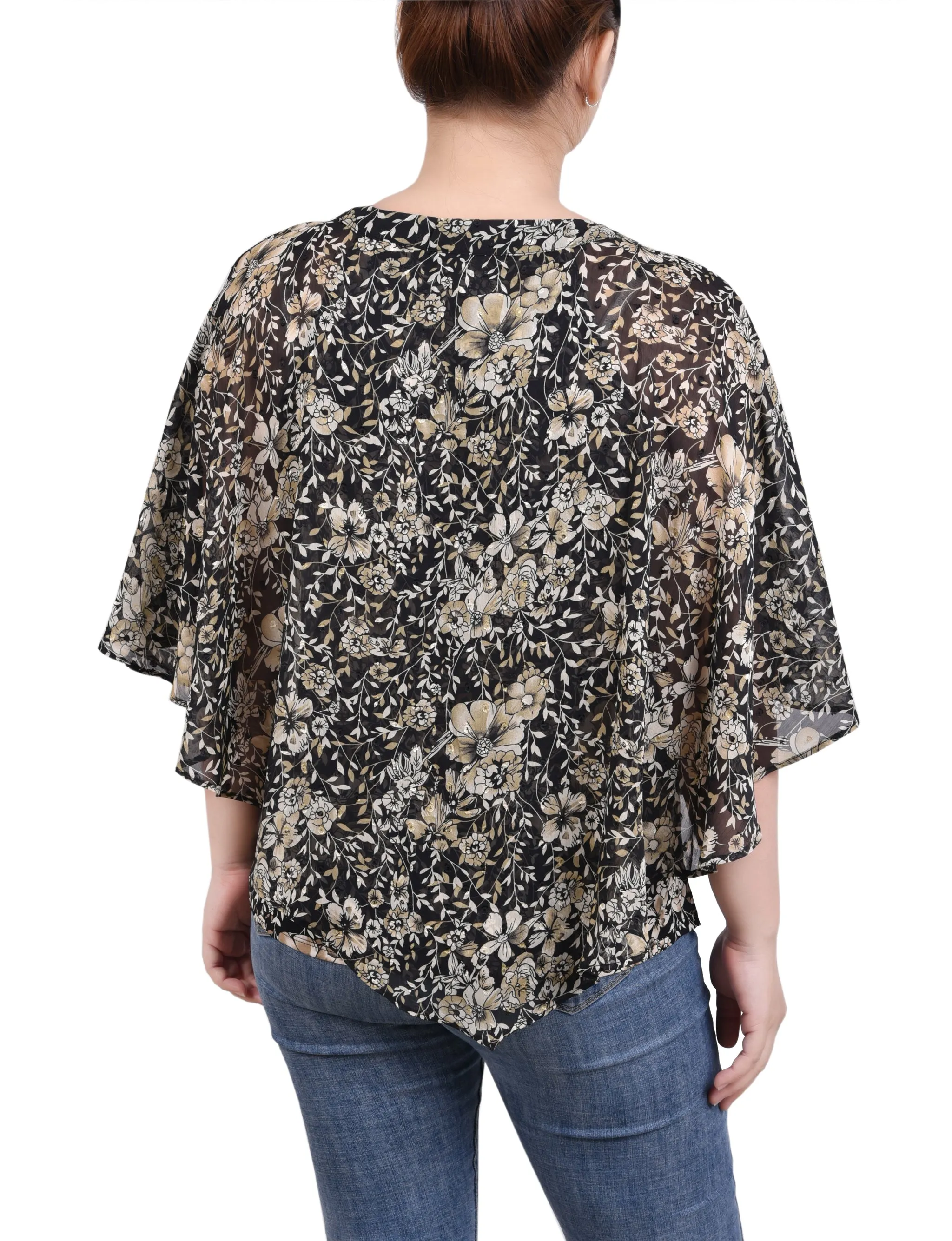 Chiffon Poncho Top With Ring