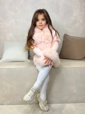 Childrens Baby Pink Luxury Fur Cardigan