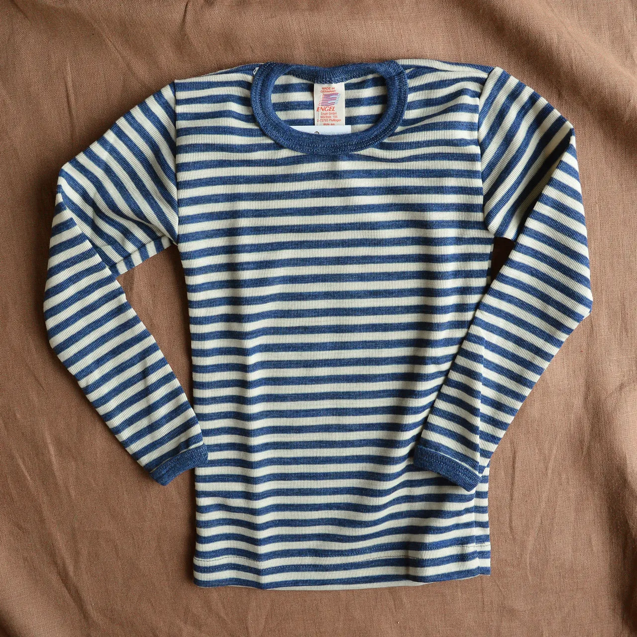 Child's Long Sleeve Top 100% Organic Merino - Stripes (1-12yrs)