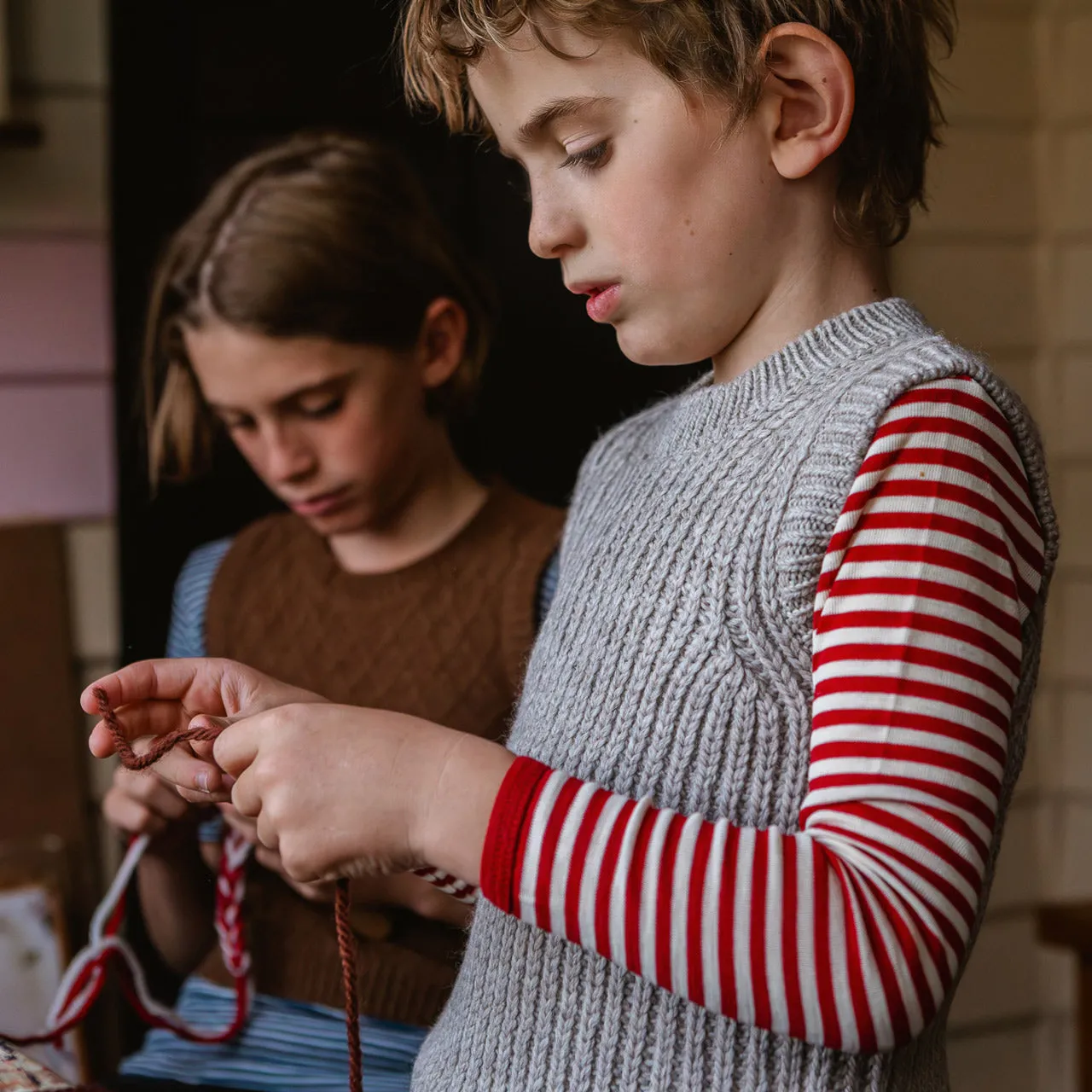 Child's Long Sleeve Top 100% Organic Merino - Stripes (1-12yrs)