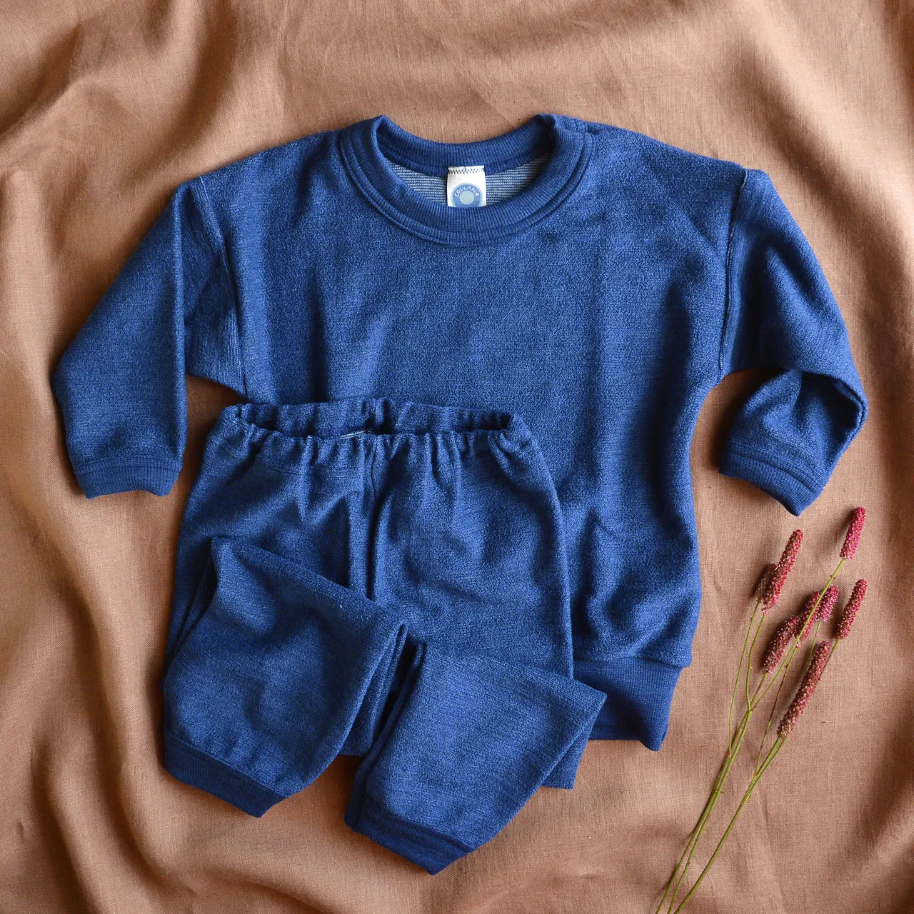 Child's PJ SET - 100% Organic Merino Terry - Blue (1-12y)