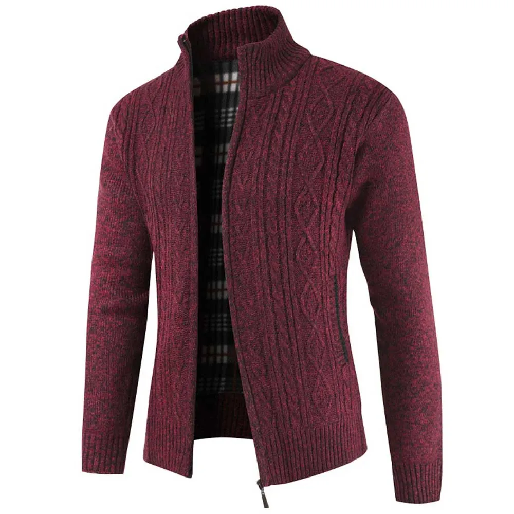 Classic Zip Closure Cardigan Red