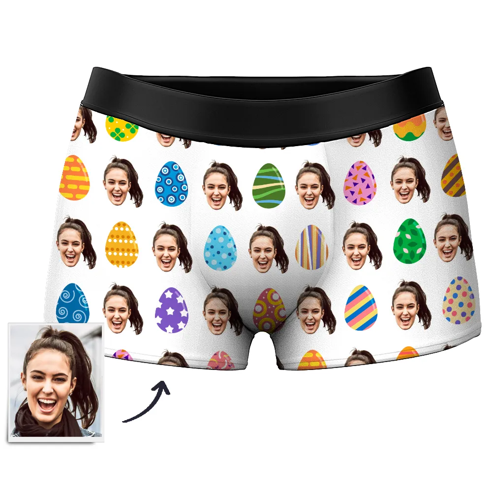 Color Easter Egg Customize Face Boxer Shorts, Custom Underwear For Men