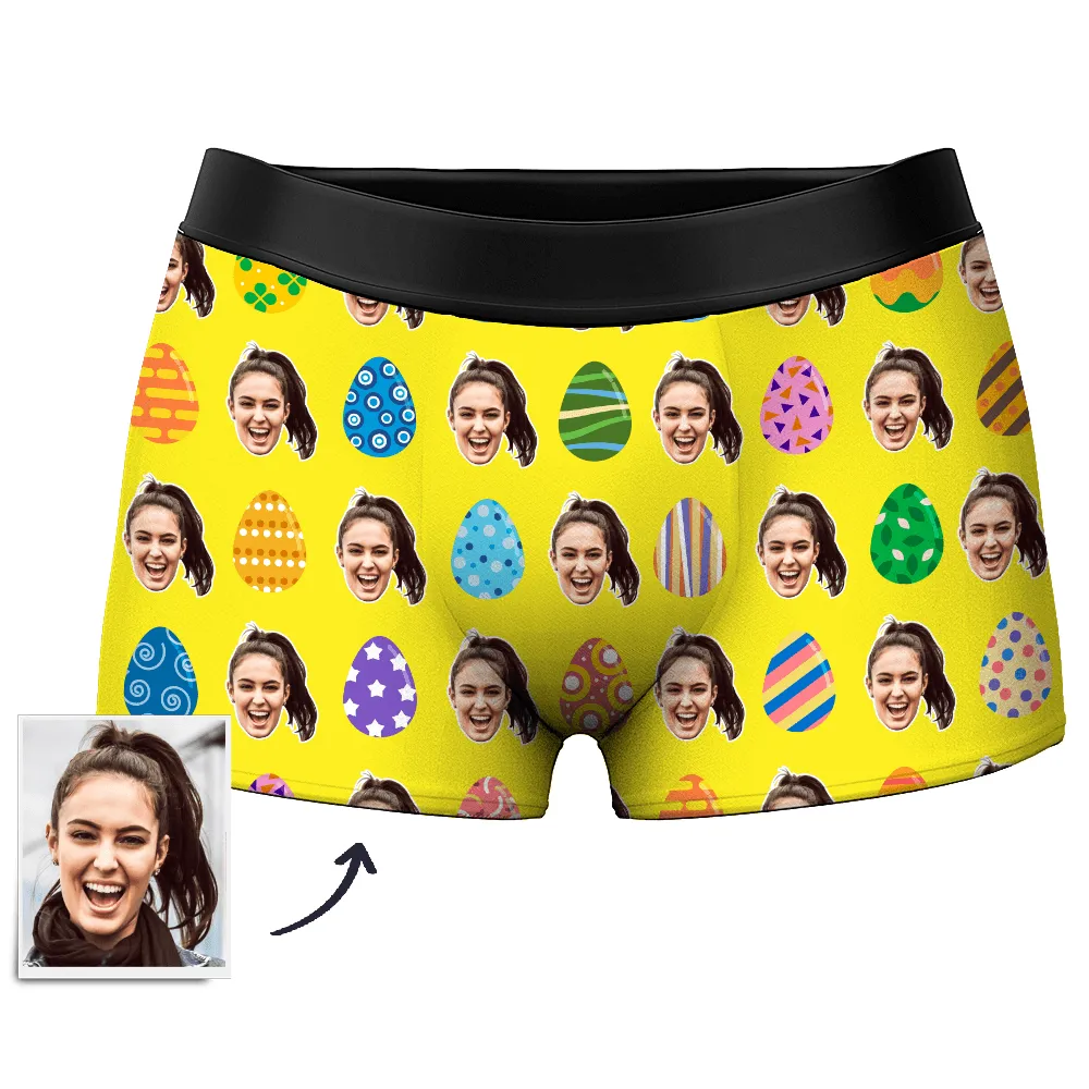 Color Easter Egg Customize Face Boxer Shorts, Custom Underwear For Men