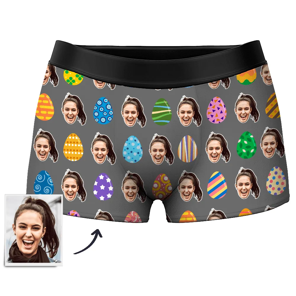 Color Easter Egg Customize Face Boxer Shorts, Custom Underwear For Men