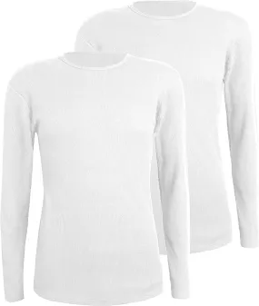 Comfneat Men's 2-Pack Thermal Long Sleeve Undershirt Waffle Knit Soft Comfy Crew Neck Underwear Top