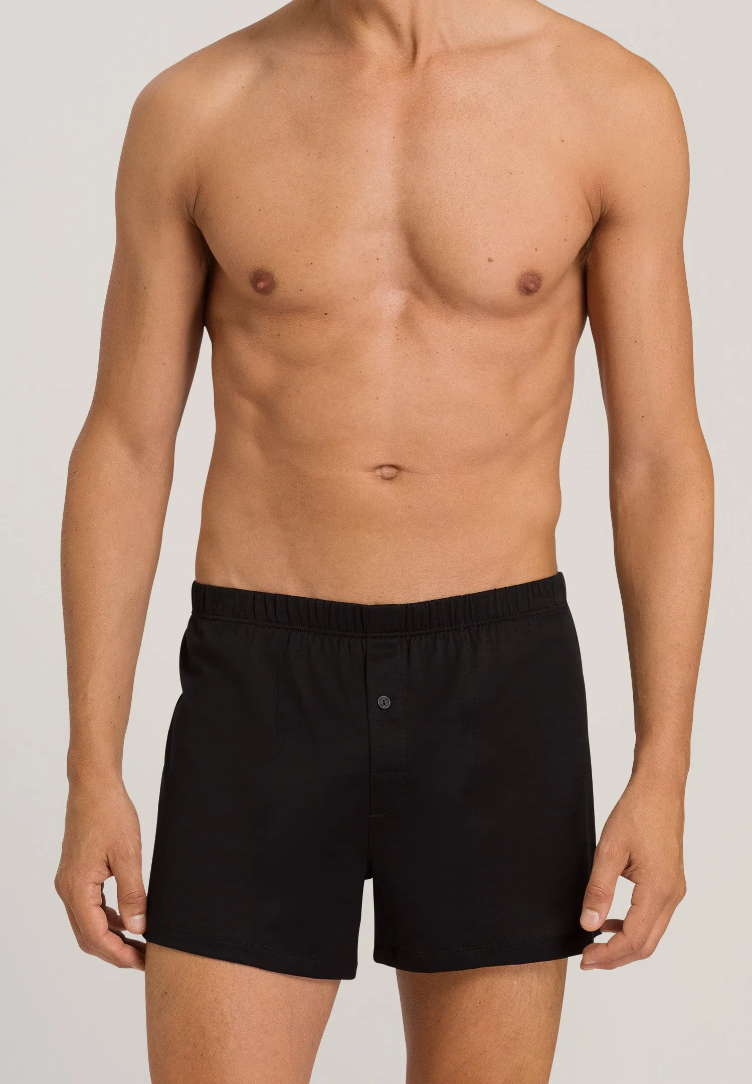 Cotton Sporty Cotton Knit Boxer With Button Fly | Black 73505-199