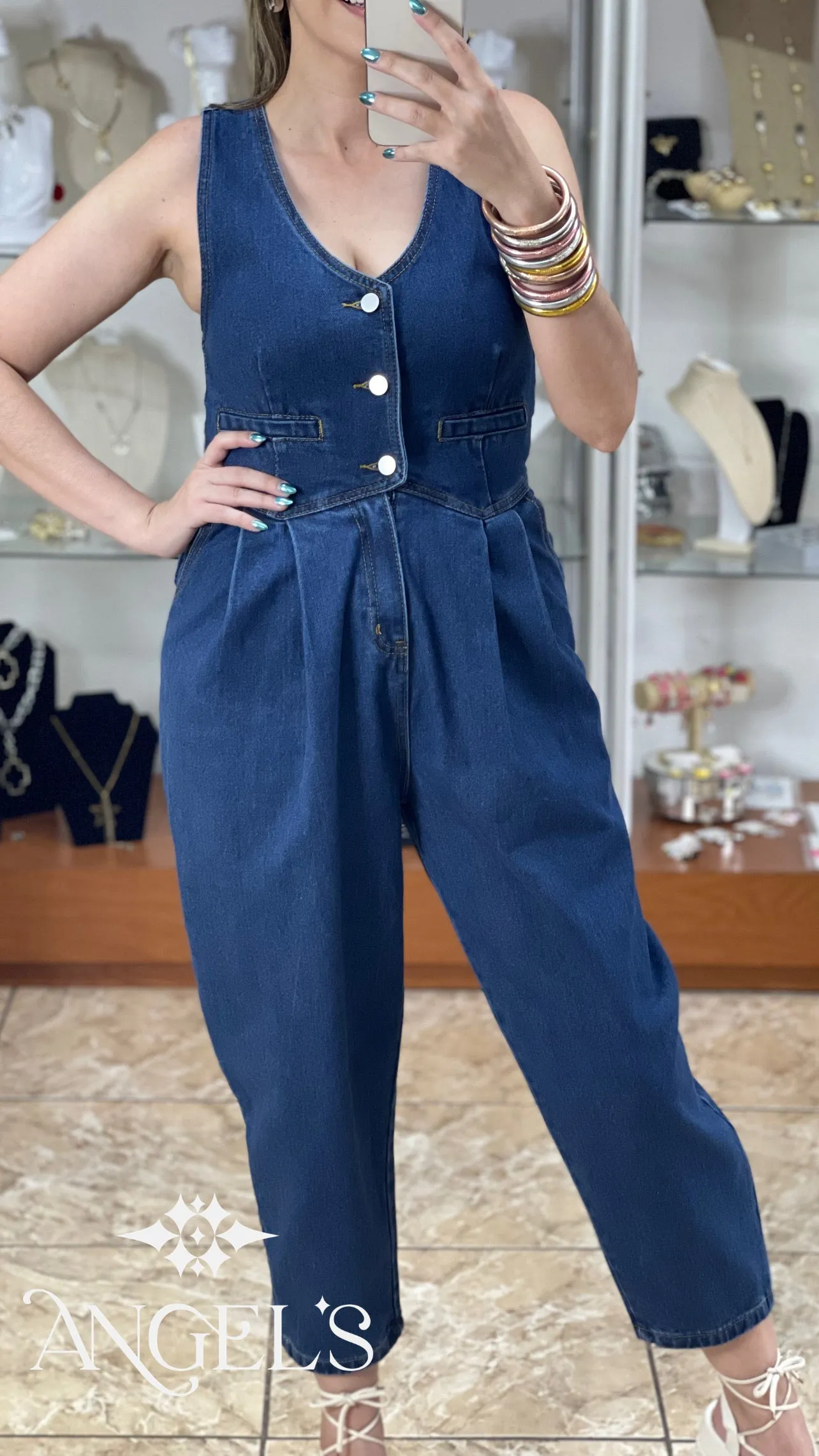 Denim Vest Jumpsuit