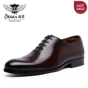 DESAI Oxford Mens Dress Shoes Formal Business Lace-up Full Grain Leather Minimalist Shoes for Men