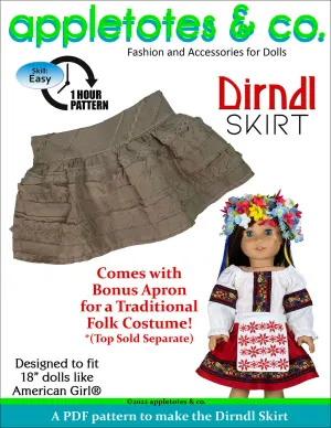 Dirndl Skirt 18 Inch Doll Sewing Pattern