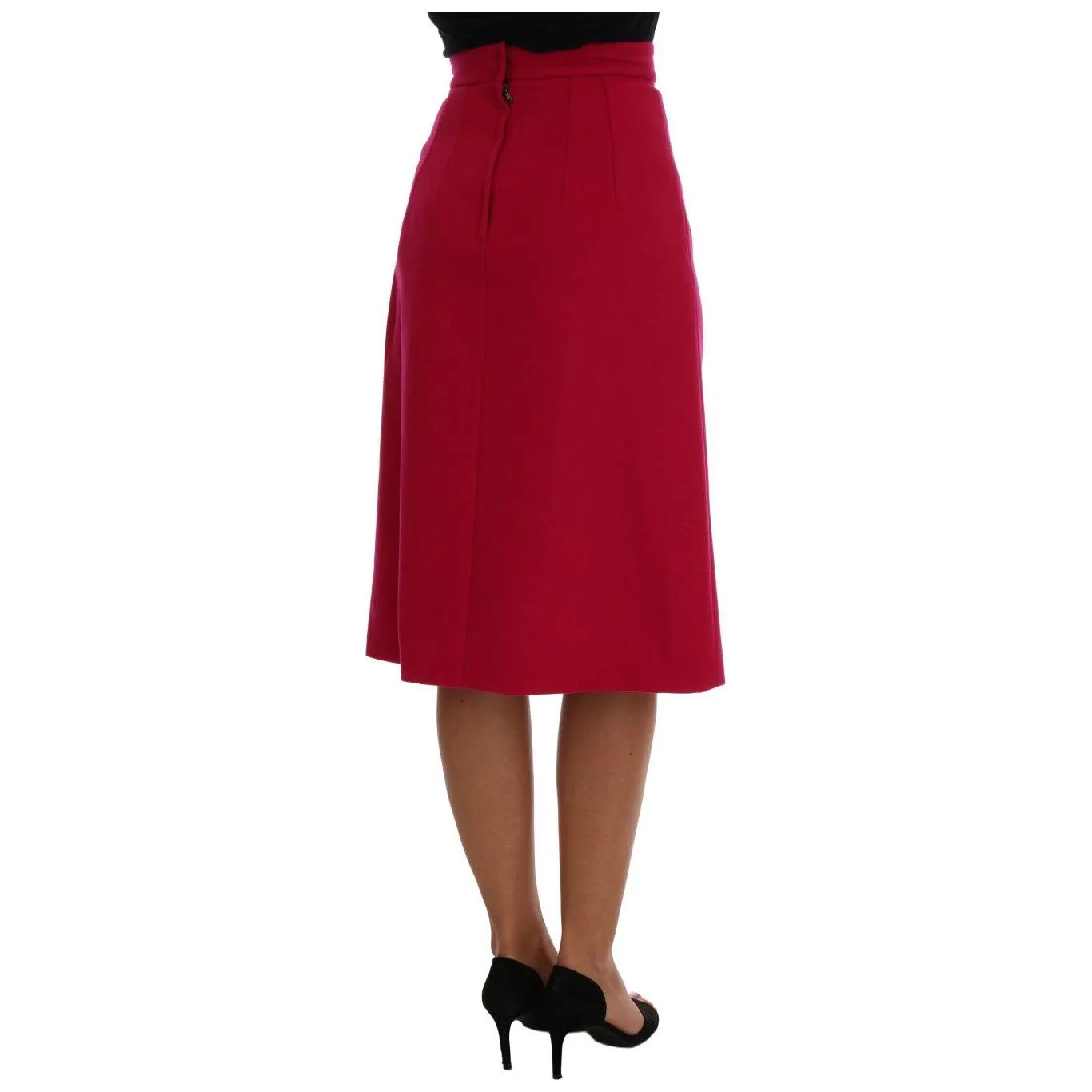 Dolce & Gabbana Elegant Pink Wool A-Line Knee-Length Skirt