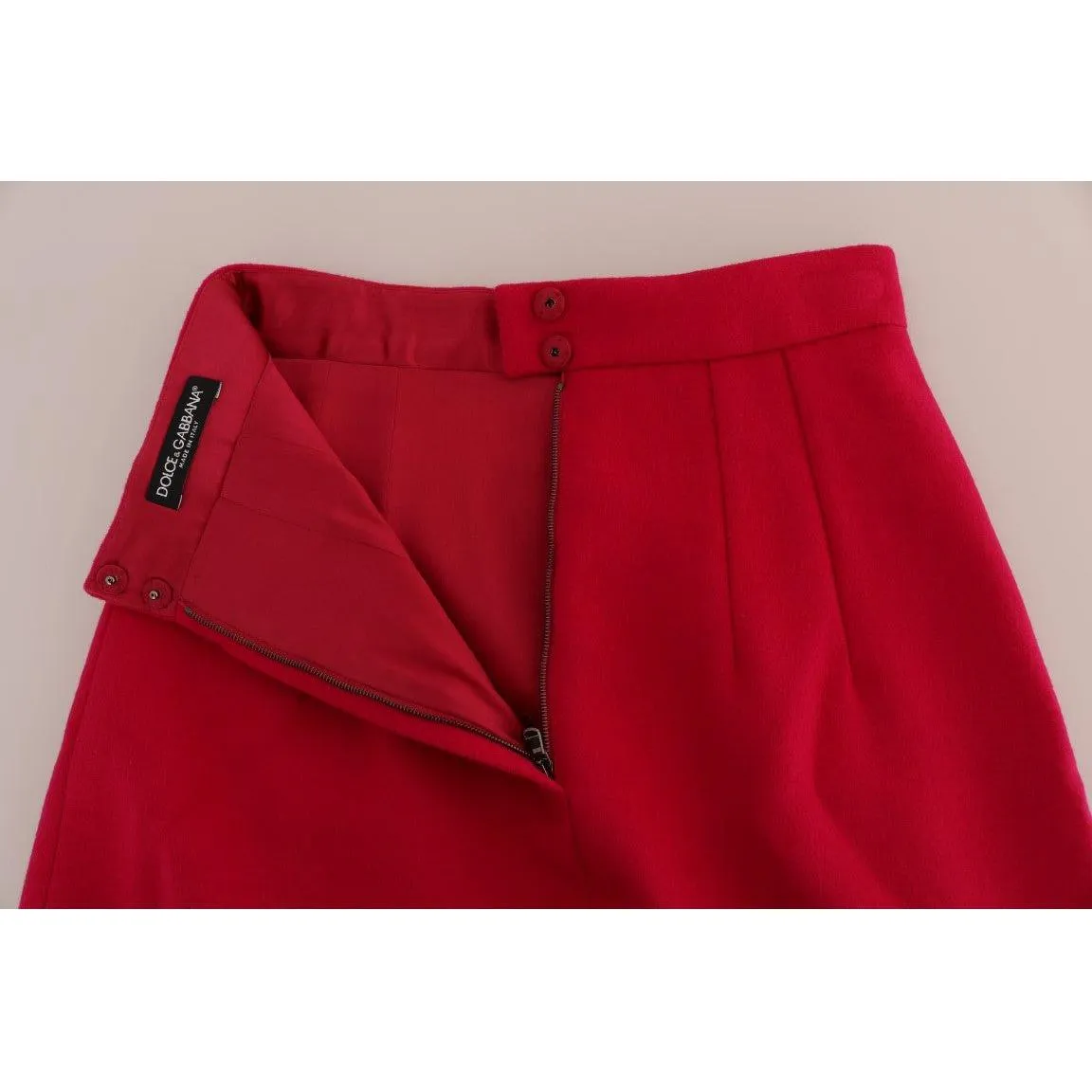 Dolce & Gabbana Elegant Pink Wool A-Line Knee-Length Skirt