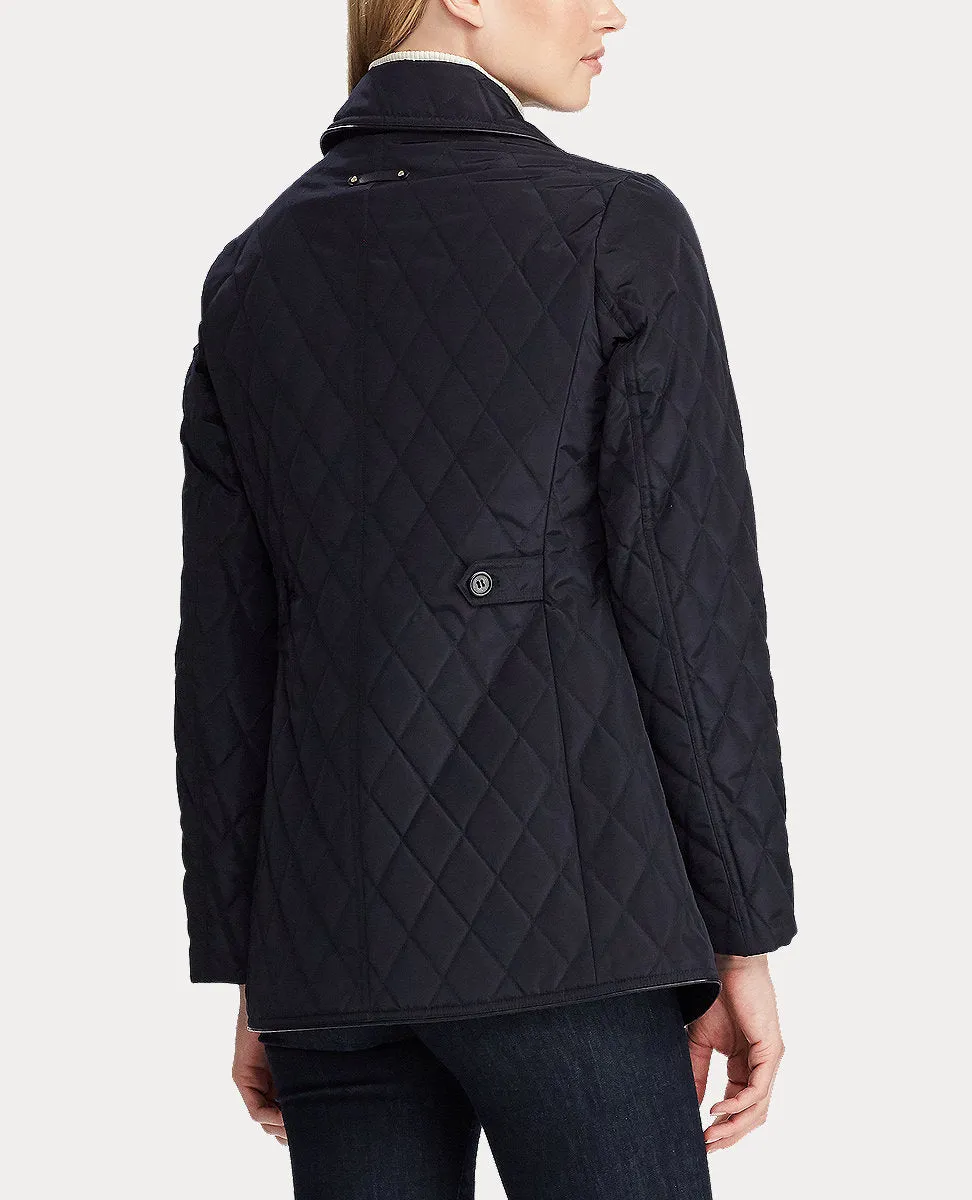 Double-Breasted Quilted Jacket In Navy