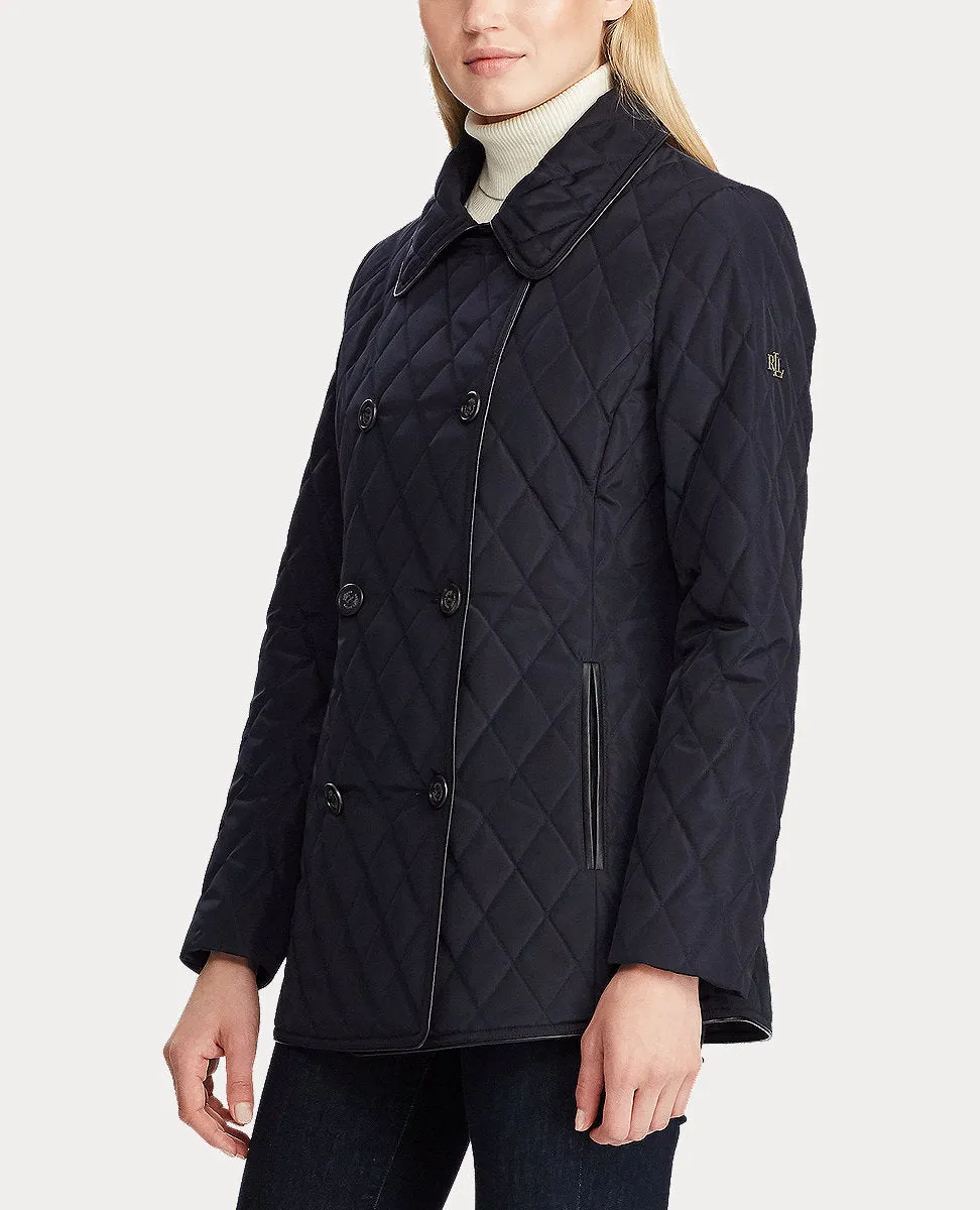 Double-Breasted Quilted Jacket In Navy